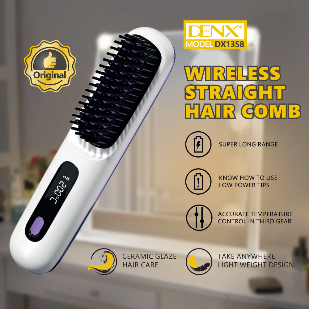 Wireless Hair Straightener Comb – Portable Cordless Brush for Frizz-Free, Salon-Style Hair Anywhere