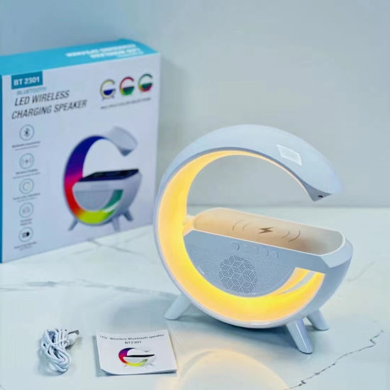 LED Wireless Charger Speaker – 3-in-1 Bluetooth Sound, Fast Charging & Ambient Light for Nightstands, Desks & Modern Living