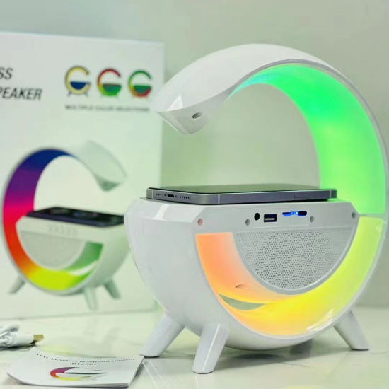 LED Wireless Charger Speaker – 3-in-1 Bluetooth Sound, Fast Charging & Ambient Light for Nightstands, Desks & Modern Living