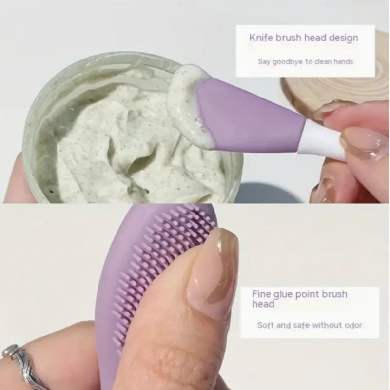 Double Head Silicone Face Brush – Mask Applicator & Exfoliating Tool for Gentle Skincare & Product Application