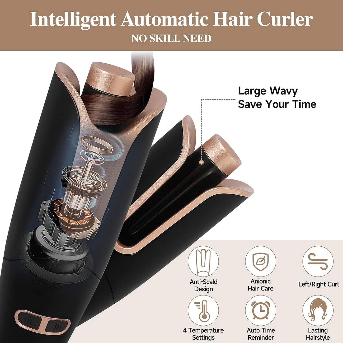 2-in-1 Automatic Hair Curler Wand & Waver – Professional Curling Iron for All Hair Types