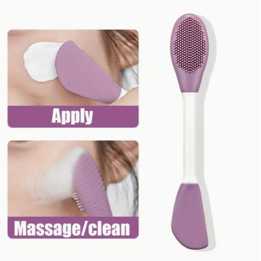 Double Head Silicone Face Brush – Mask Applicator & Exfoliating Tool for Gentle Skincare & Product Application