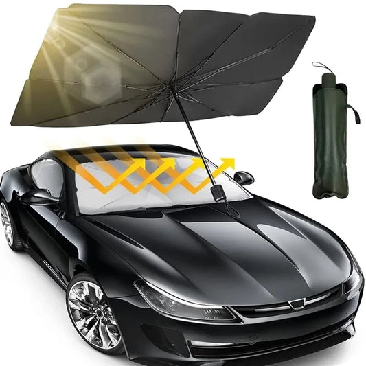 Car Windshield Umbrella Sunshade – Foldable UV-Blocking Front Window Sun Shield for Cars, Trucks & SUVs, Heat-Reflective with Storage Pouch