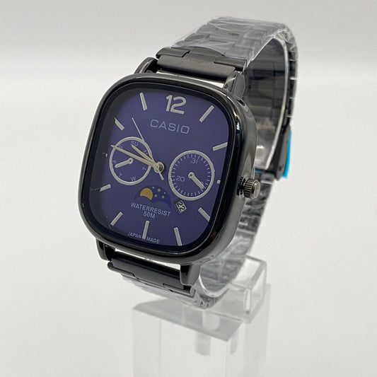 Casio Quartz Moonrise Dial Watch – Elegant Stainless Steel Timepiece with Luminous Hands