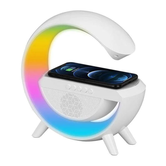 LED Wireless Charger Speaker – 3-in-1 Bluetooth Sound, Fast Charging & Ambient Light for Nightstands, Desks & Modern Living