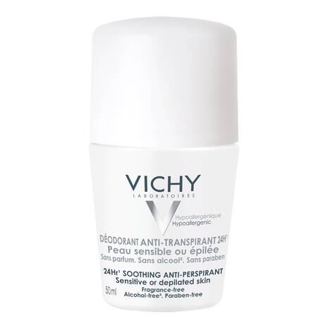 Vichy 48H Anti-Perspirant Deodorant – Alcohol-Free Roll-On for Sensitive Skin, 50ml