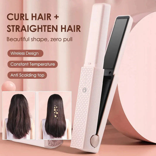 Cordless Hair Straightener & Curler | Tourmaline Ceramic | Fast Heating | Anti-Frizz