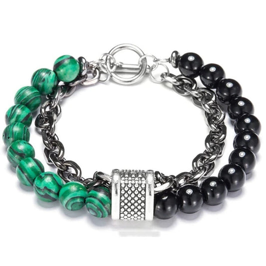 Black Obsidian Beaded Bracelet with Hematite & Tiger's Eye – Unisex Protection & Style Jewelry