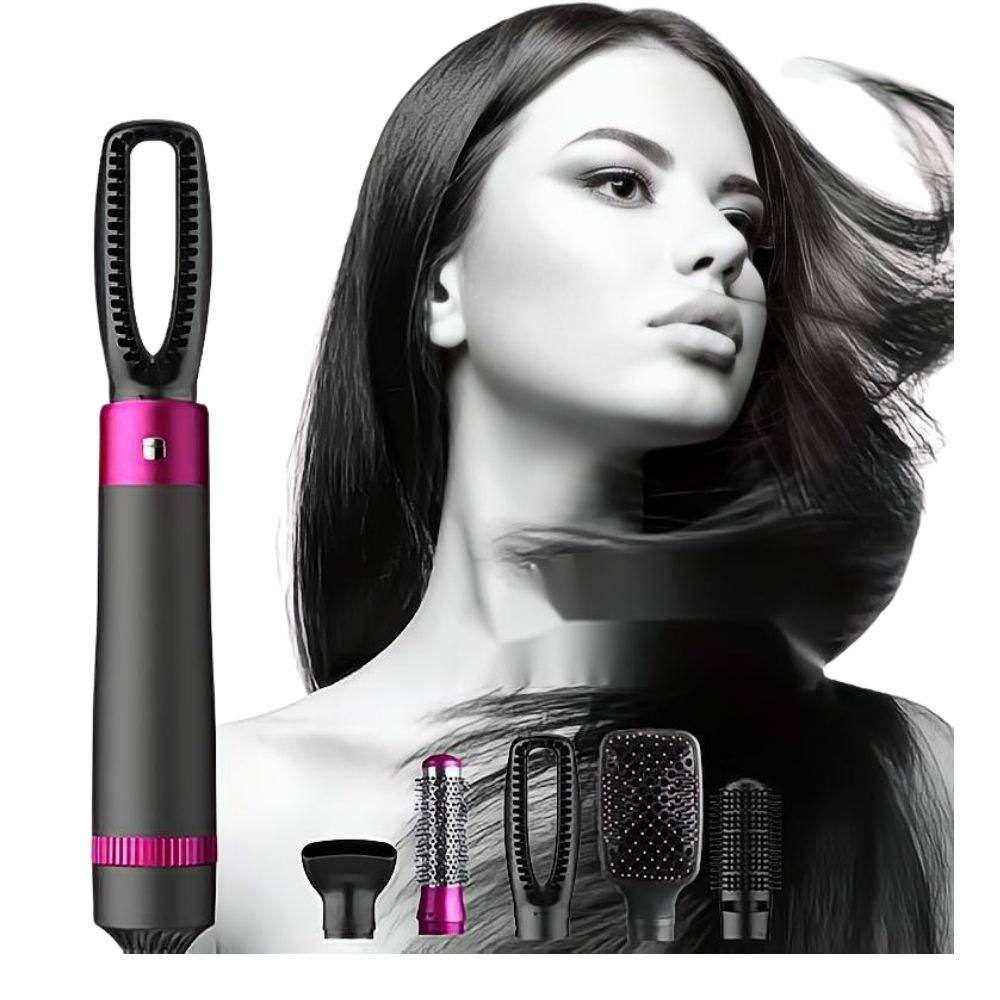 5-in-1 Hot Air Brush Styler – Ceramic Blow Dryer, Curler, Volumizer & Straightener in One