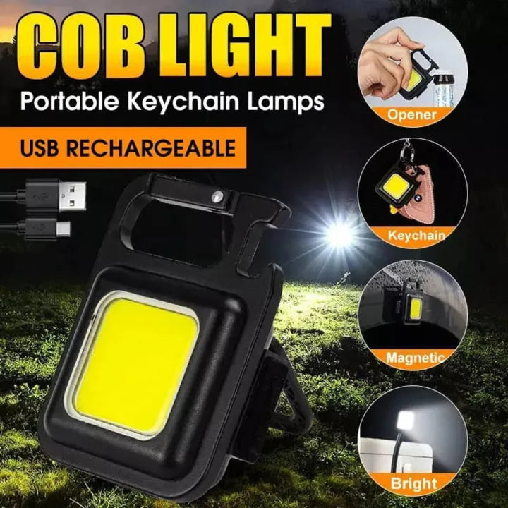 Rechargeable Keychain Flashlight – Ultra Bright Mini LED Torch with USB-C Charging, Magnetic Base, Bottle Opener & Waterproof Design
