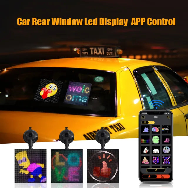 Car Rear Window LED Display – App-Controlled Custom Messages, Emojis & GIFs with Easy Bluetooth Setup