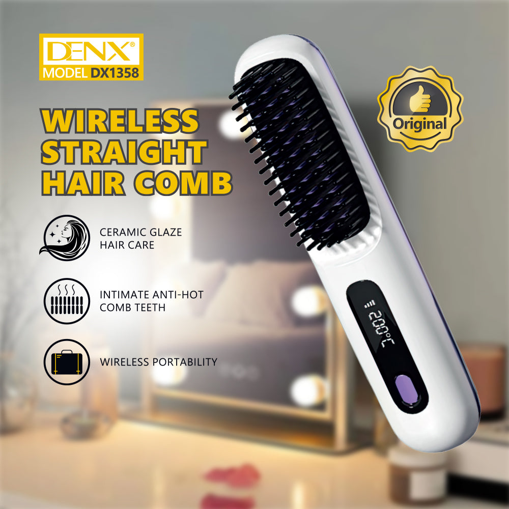 Wireless Hair Straightener Comb – Portable Cordless Brush for Frizz-Free, Salon-Style Hair Anywhere