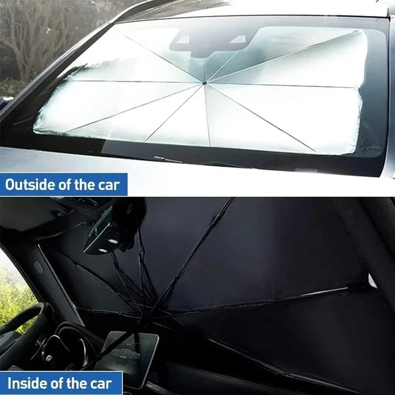 Car Windshield Umbrella Sunshade – Foldable UV-Blocking Front Window Sun Shield for Cars, Trucks & SUVs, Heat-Reflective with Storage Pouch