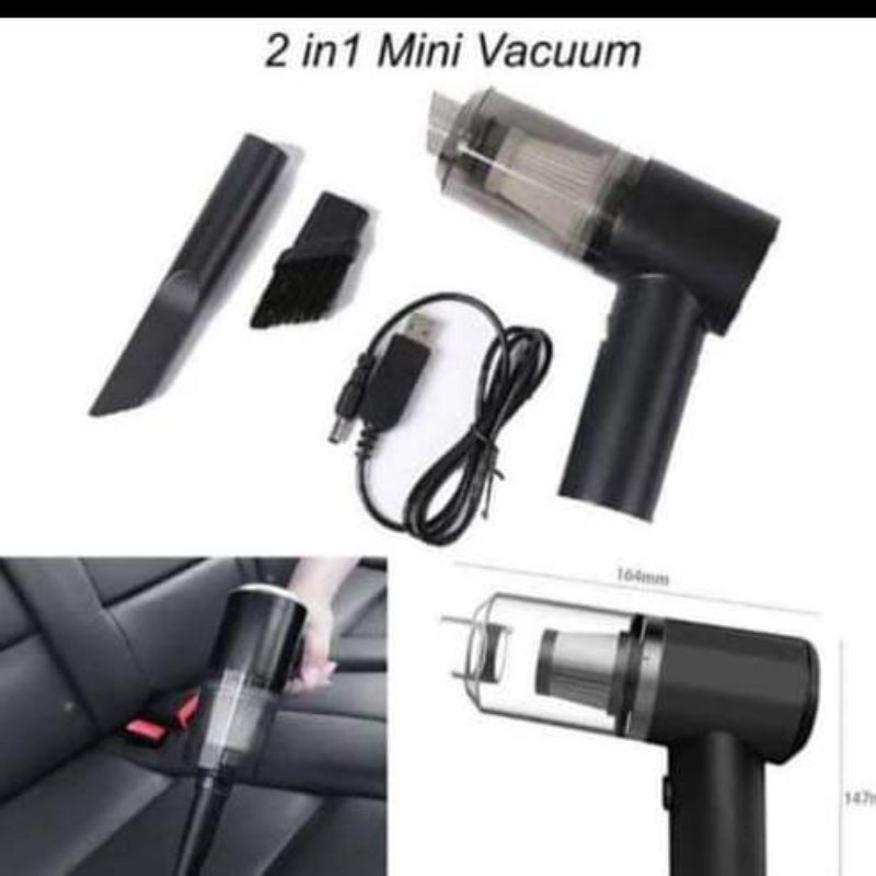 Portable 3-in-1 Mini Vacuum Cleaner – Cordless, Wet & Dry, 6000PA Suction with LED for Car, Home & Office