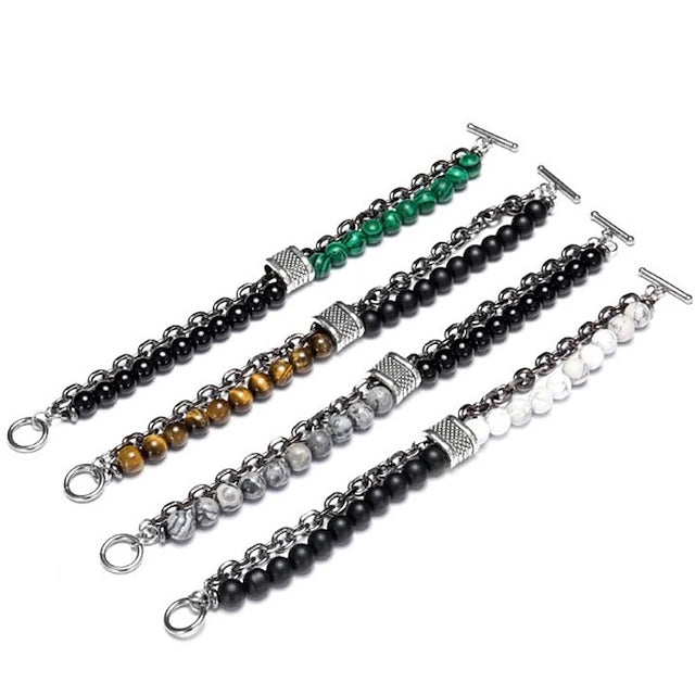 Black Obsidian Beaded Bracelet with Hematite & Tiger's Eye – Unisex Protection & Style Jewelry