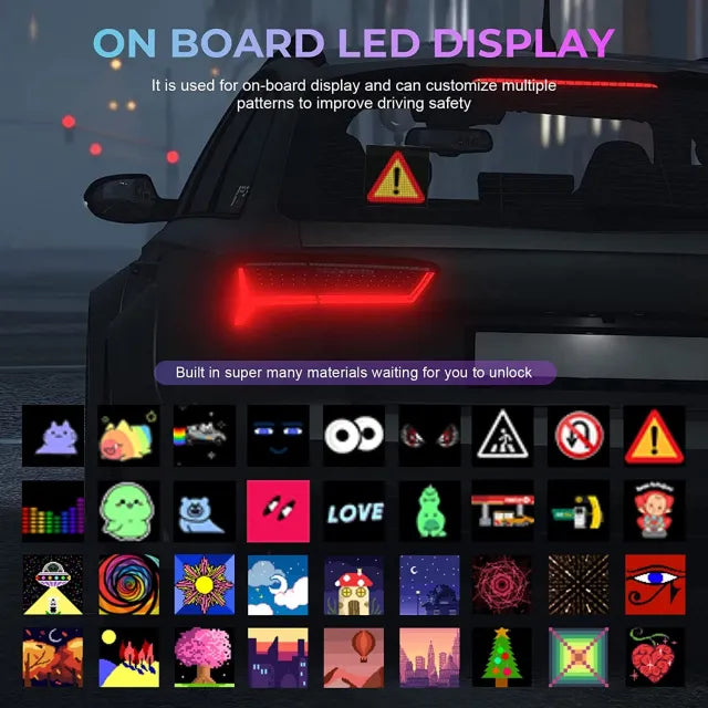 Car Rear Window LED Display – App-Controlled Custom Messages, Emojis & GIFs with Easy Bluetooth Setup