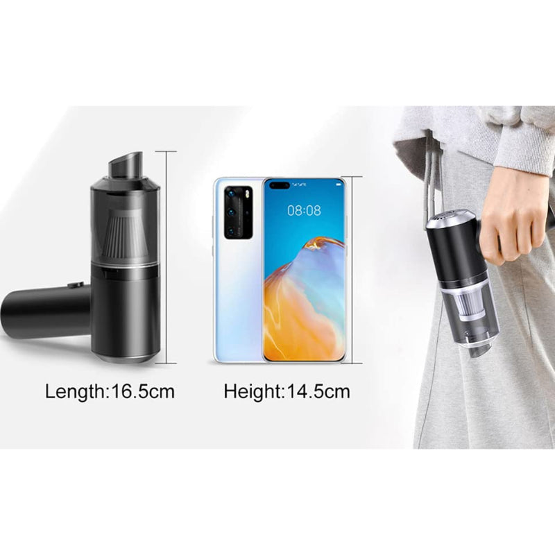 Portable 3-in-1 Mini Vacuum Cleaner – Cordless, Wet & Dry, 6000PA Suction with LED for Car, Home & Office
