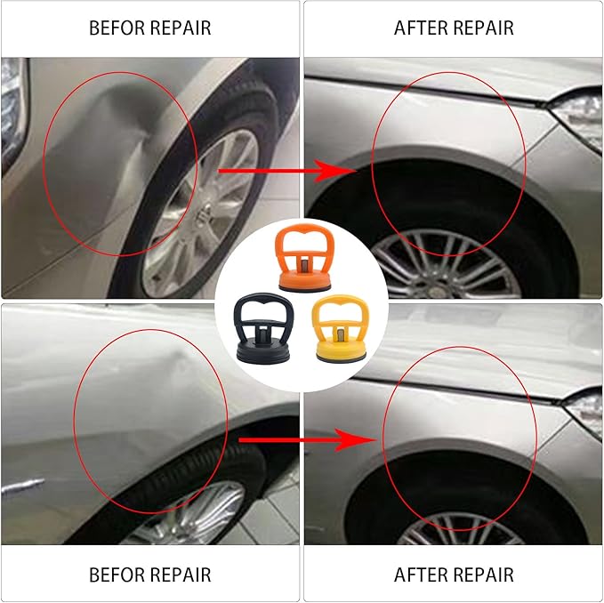 Car Dent Repair Tool Kit – Paintless Dent Removal Puller Set with Glue Tabs & Lifter for Auto Body Hail Damage & Door Ding Fix, DIY Friendly